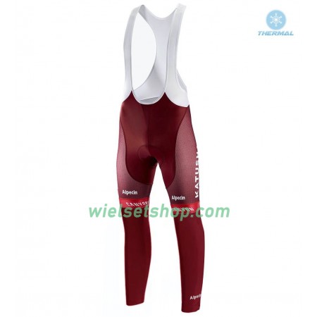 Fietsbroek Lang met Bretels 2018 Team Katusha Alpecin N001 Winter Thermal Fleece